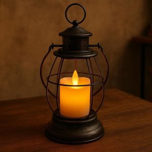 11 Dimmable Vintage LED Lantern Metal Wire Cage Flameless Candle Lamp Battery Operated Antique Night Light for Cafe