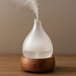 17 Real Wood Base Essential Oil Diffuser Glass Cover Ultrasonic Aromatherapy Humidifier Waterless Auto Off for Home