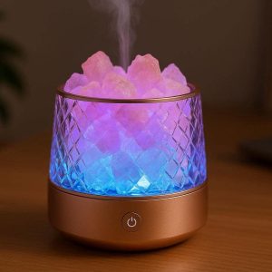 18 Luxury Crystal Salt Rock Aromatherapy Lamp Cordless Ultrasonic Diffuser Color Changing Ambient Light for Desk