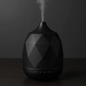 19 Sleek Matte Black Metal Diffuser Ultrasonic Essential Oil Humidifier Geometric Aromatherapy Lamp for Office Study