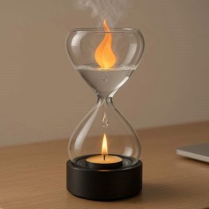 29 Hourglass Flame Aroma Diffuser Water Drop Countercurrent Humidifier Minimalist Gravity Defying Candle Light for Desk