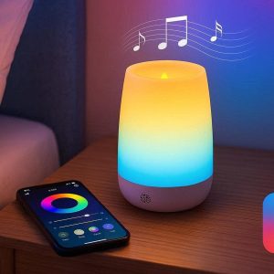 5 Smart Bluetooth LED Candle Light Music Sync Color Changing Ambient Bedside Lamp App Control for Bedroom Party