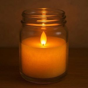 8 Glass Jar Scented LED Candle Wax Look Flickering Flameless Candle Aromatherapy Amber Glow Timer Light for Gift
