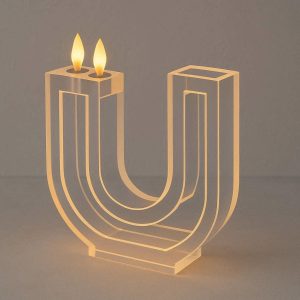 9 Creative U Shape LED Candle Modern Minimalist Interlocking Double Wick Flameless Light Geometric Acrylic Lamp Art